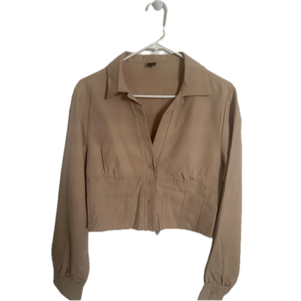 SHEIN Tan Button Down Shirt